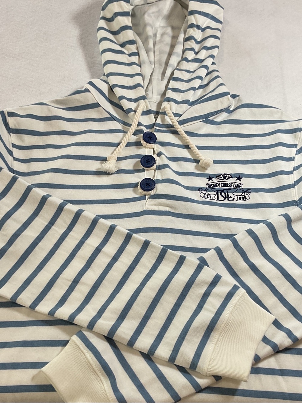 Disney Cruise Line Hooded Long-Sleeve Tee in White and Blue